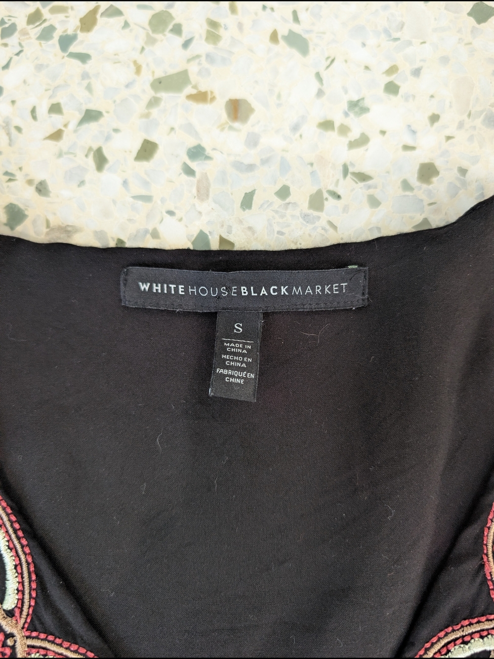 White House Black Market Black Embroidered V-Neck Dress - Picture 5 of 8